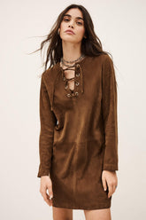 Suede Mini Dress Seda Brown | ba&sh Clothing|Sale
