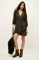 Patterned Mini Dress Romea Green | ba&sh Clothing