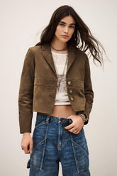 Suede Leather Jacket Morfeo Green | ba&sh Sale|Clothing