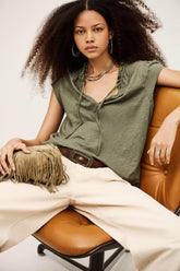 Top With Ruffled Sleeves Very Green | ba&sh Clothing