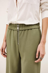 Wide-Leg Waisted Pants Narlos Green | ba&sh Clothing