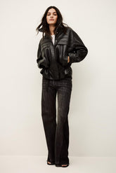 Oversize Leather Jacket Kassia Black | ba&sh Clothing