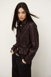 Cropped Leather Jacket Manita Purple | ba&sh Clothing