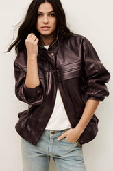 Oversize Leather Jacket Kassia Red | ba&sh Clothing