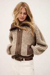 Knitted Zip Cardigan Rabel Brown | ba&sh Clothing