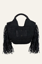 Fringed Raffia Straw Bag Ara Black | ba&sh Clothing|Shoes & Accessories