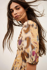 Patterned Midi Dress Madelia Yellow | ba&sh Clothing