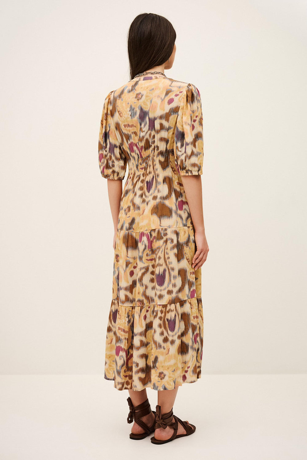 Patterned Midi Dress Madelia Yellow | ba&sh Clothing