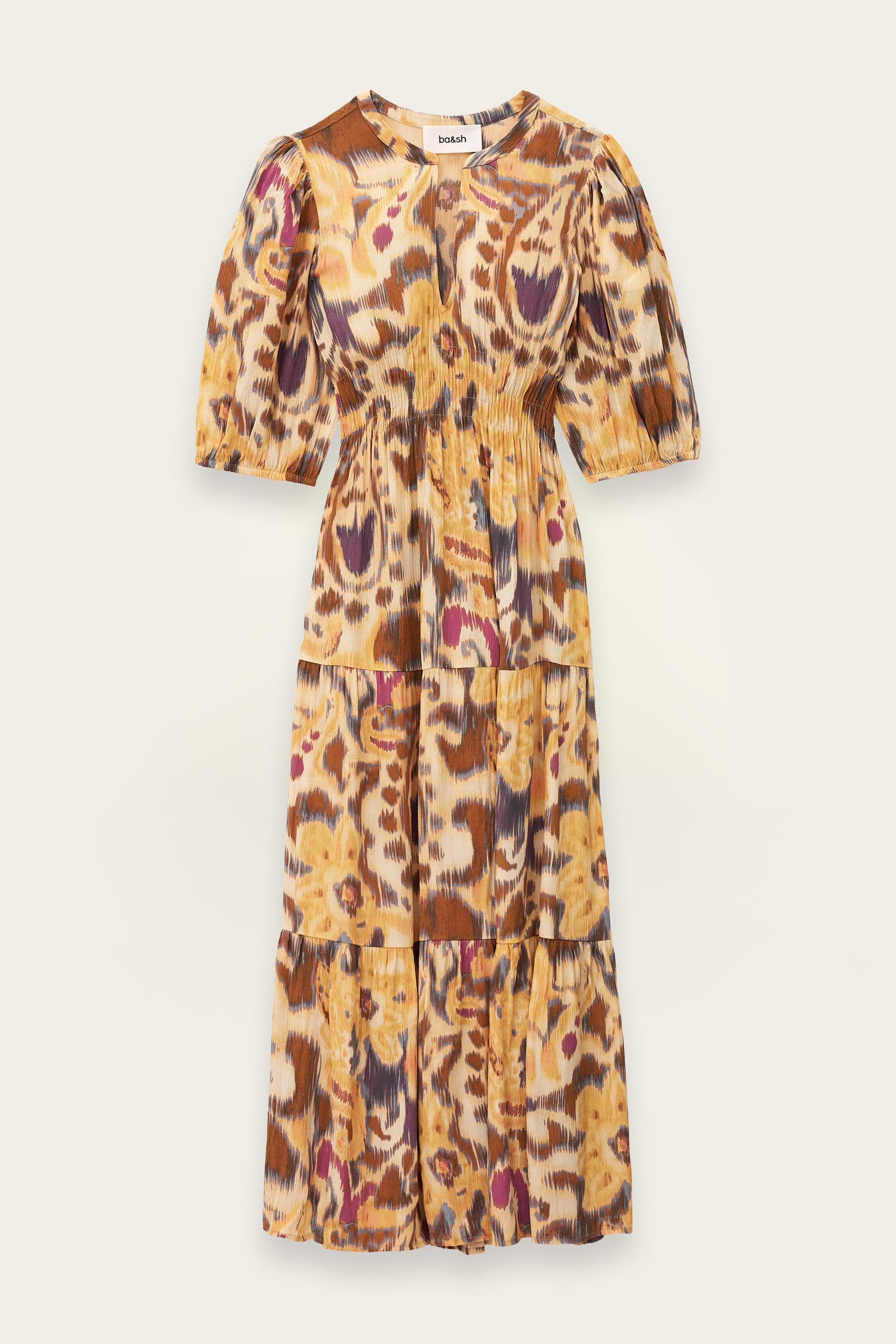 Patterned Midi Dress Madelia Yellow | ba&sh Clothing