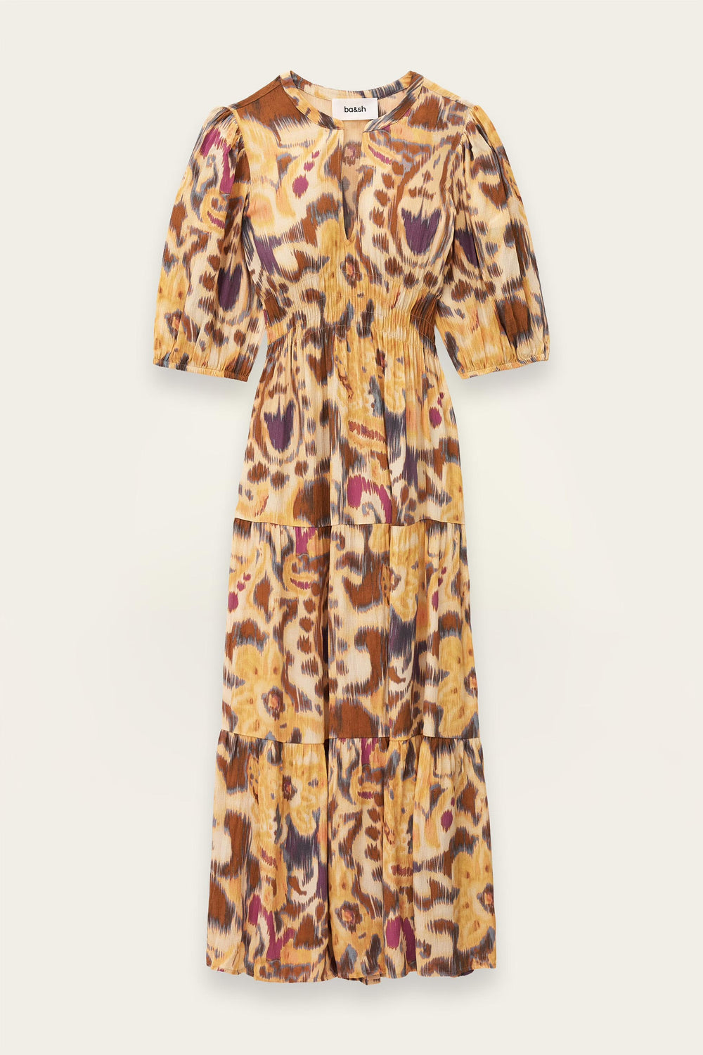 Patterned Midi Dress Madelia Yellow | ba&sh Clothing