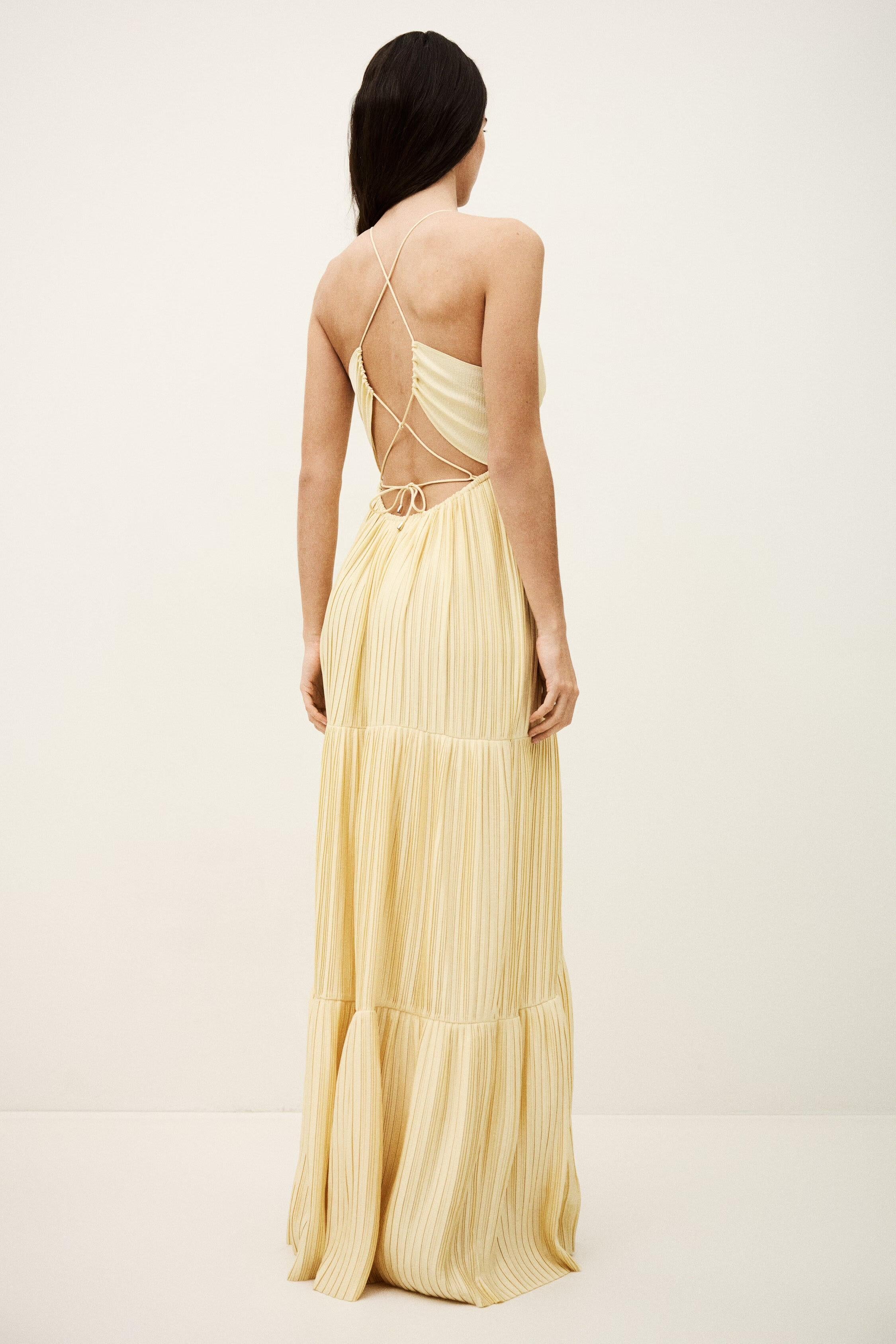 Satin Maxi Dress Wasta Yellow | ba&sh Clothing