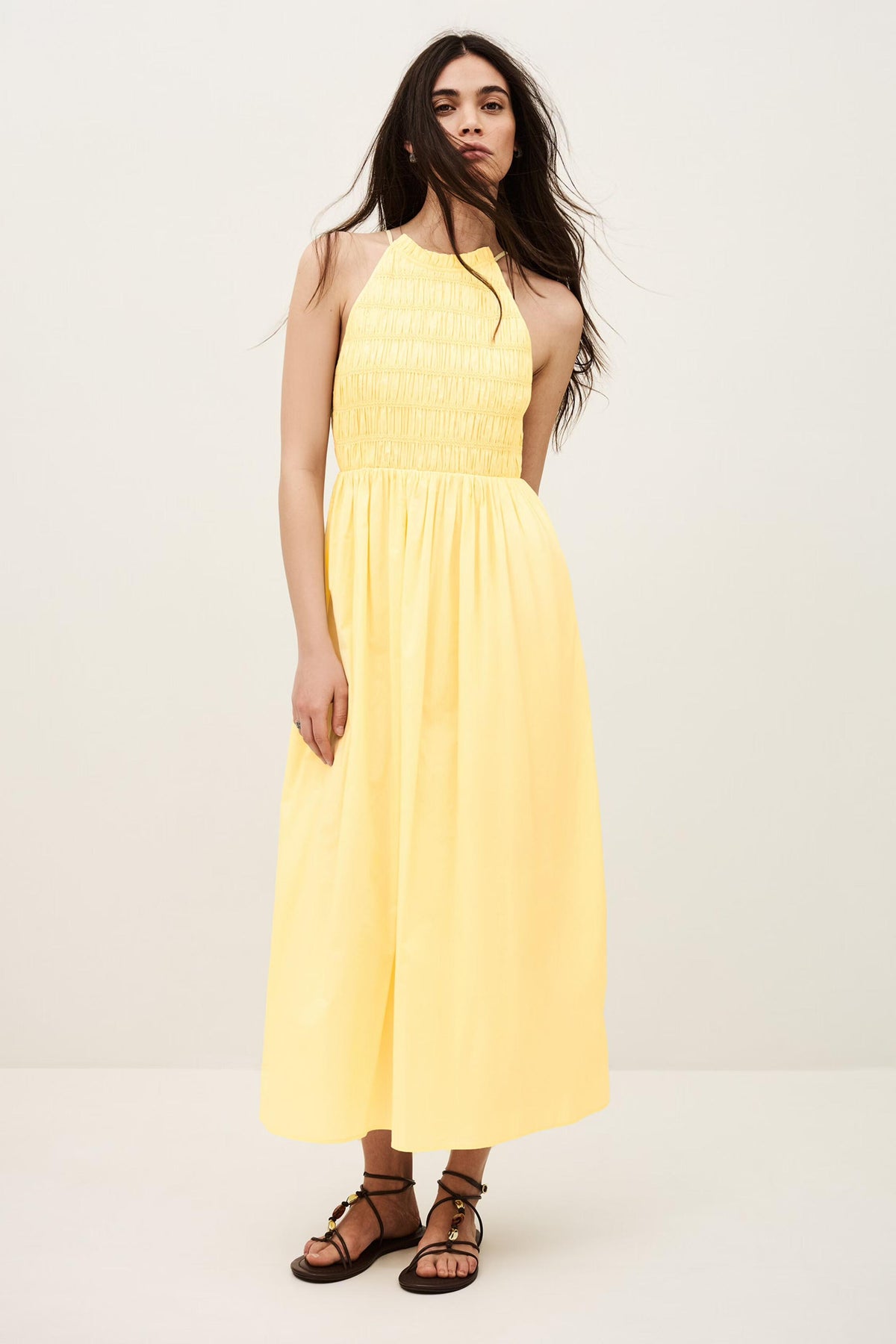 Smocked Maxi Dress Eris Yellow | ba&sh Clothing