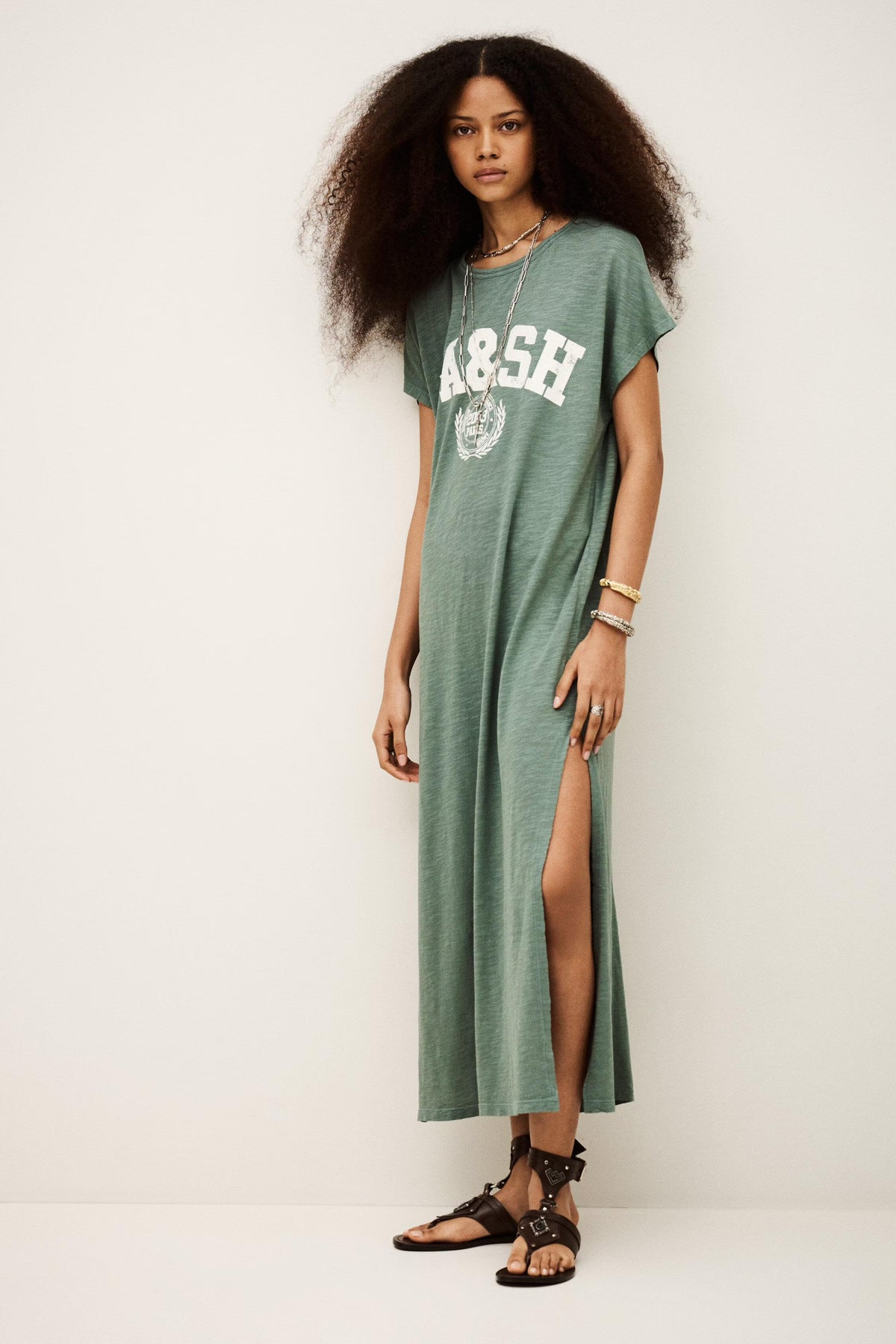 T-Shirt Dress Civia Green | ba&sh Clothing