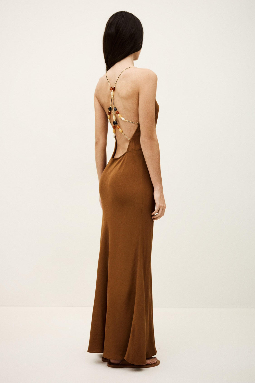 Fluid Viscose Backless Dress Hany Brown | ba&sh Clothing