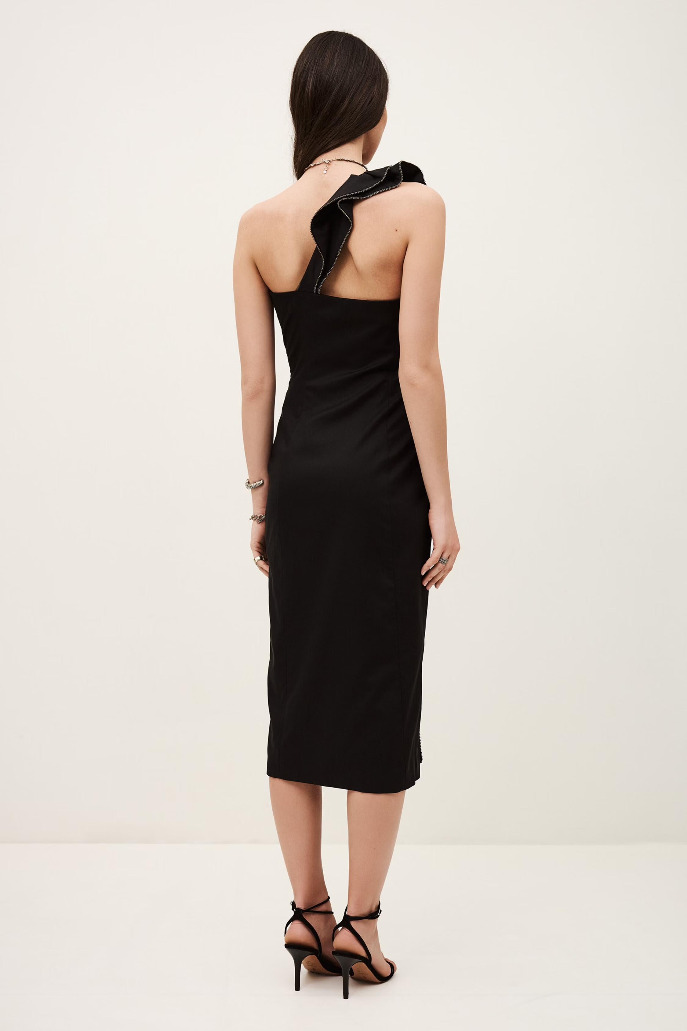One-Shoulder Ruffle Dress Silla Black | ba&sh Clothing