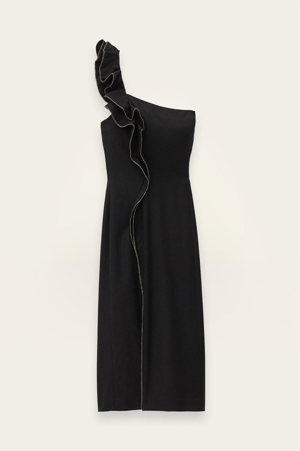 One-Shoulder Ruffle Dress Silla Black | ba&sh Clothing