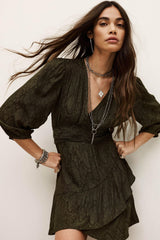 Patterned Mini Dress Romea Green | ba&sh Clothing