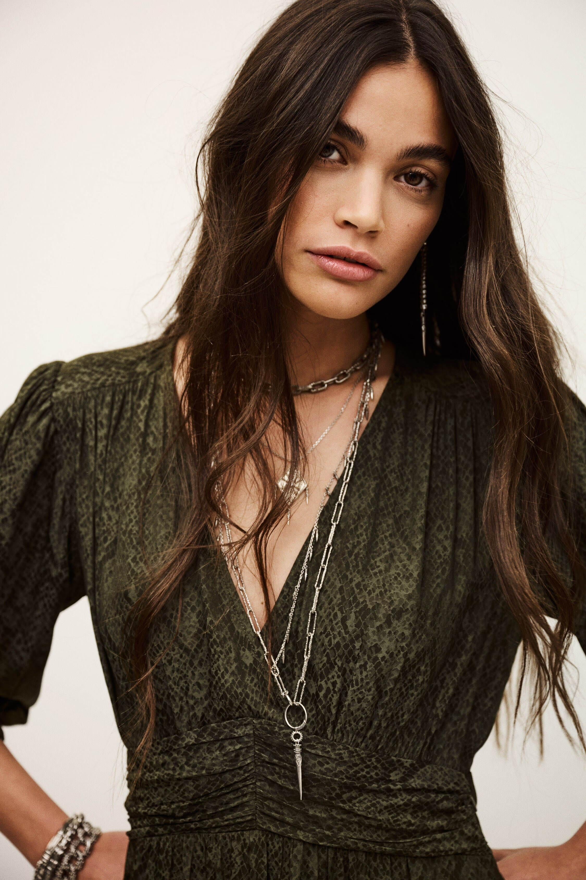 Patterned Mini Dress Romea Green | ba&sh Clothing