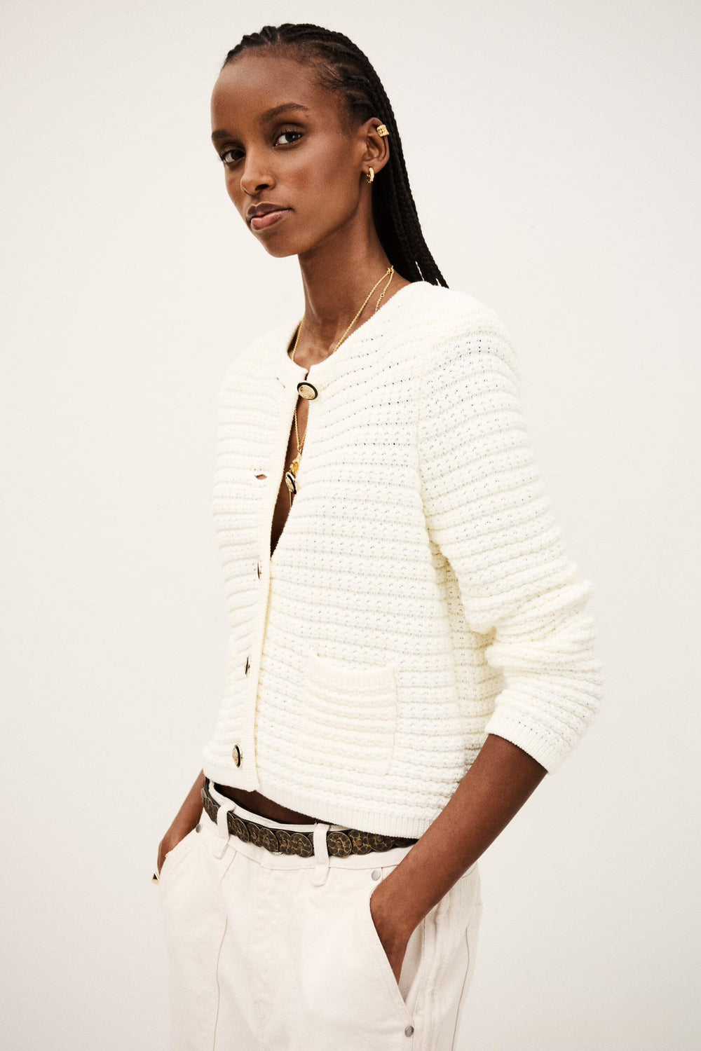 Decorative Knit Cardigan Gaspard Off-White | ba&sh Sale|Clothing