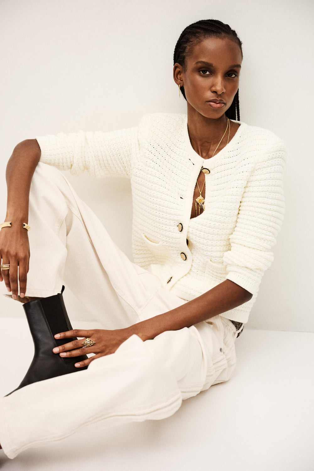 Decorative Knit Cardigan Gaspard Off-White | ba&sh Sale|Clothing