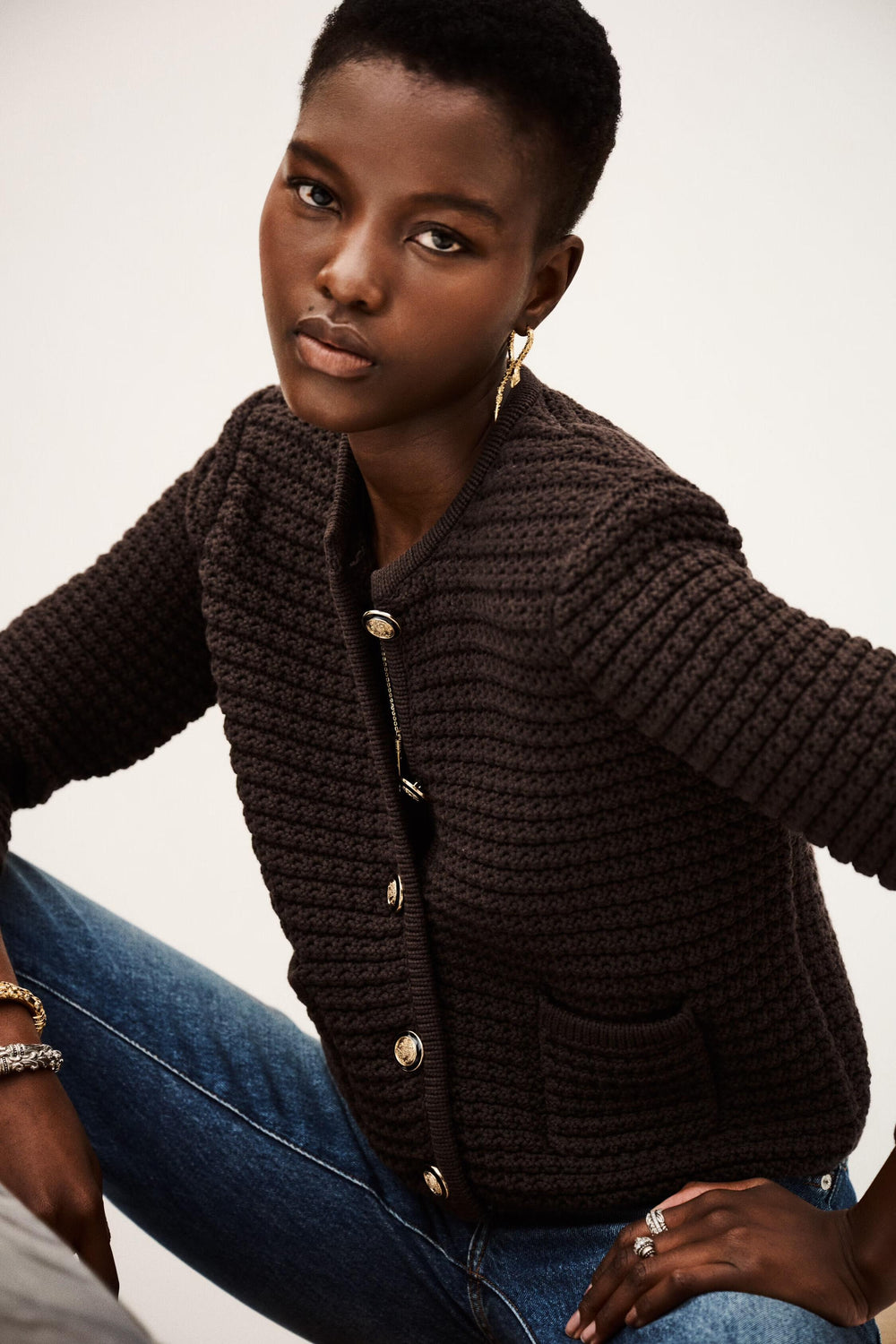 Long-Sleeved Cardigan Gaspard Brown | ba&sh Sale|Clothing