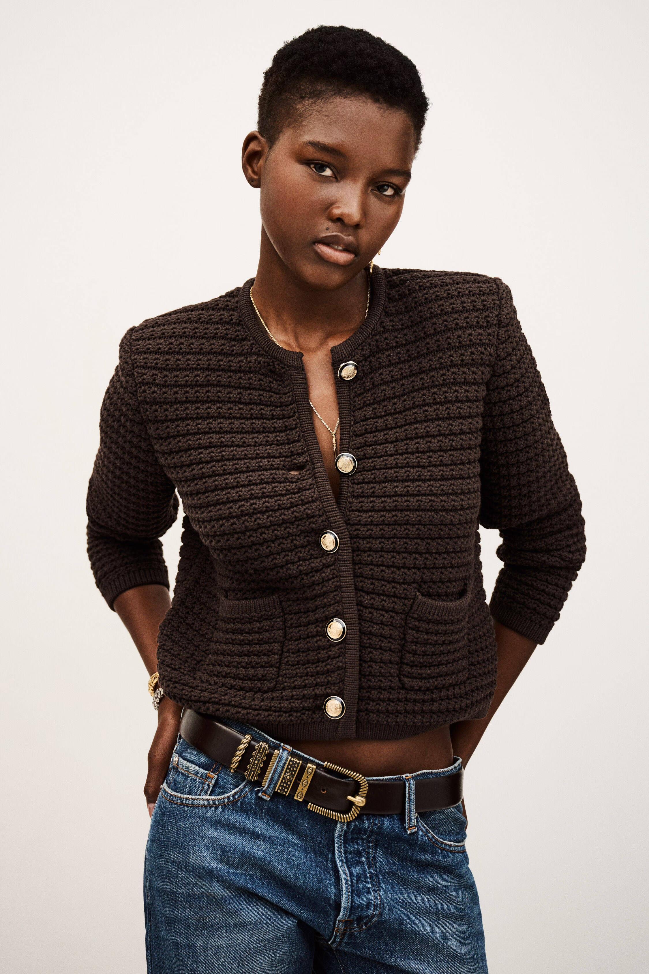 Long-Sleeved Cardigan Gaspard Brown | ba&sh Sale|Clothing