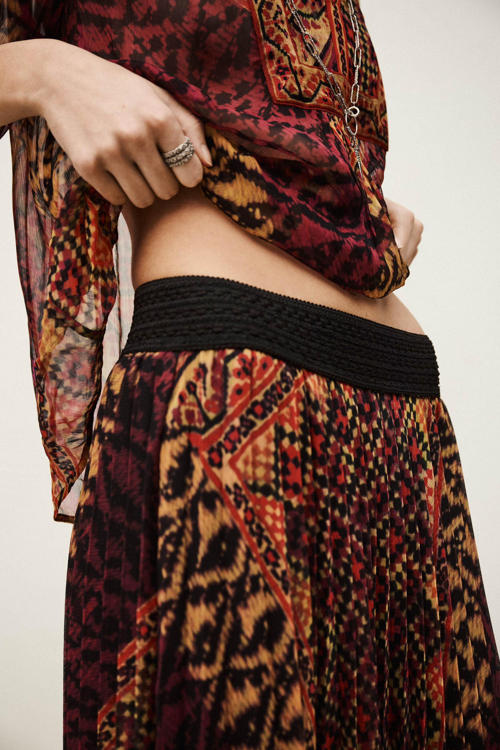 Patterned Midi Skirt Olgia Red | ba&sh Sale|Clothing
