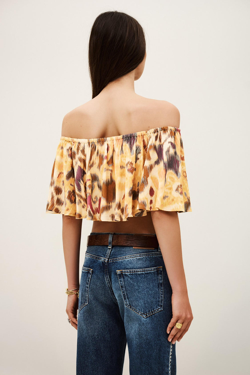 Strapless Ruffled Top Manthea Yellow | ba&sh Clothing