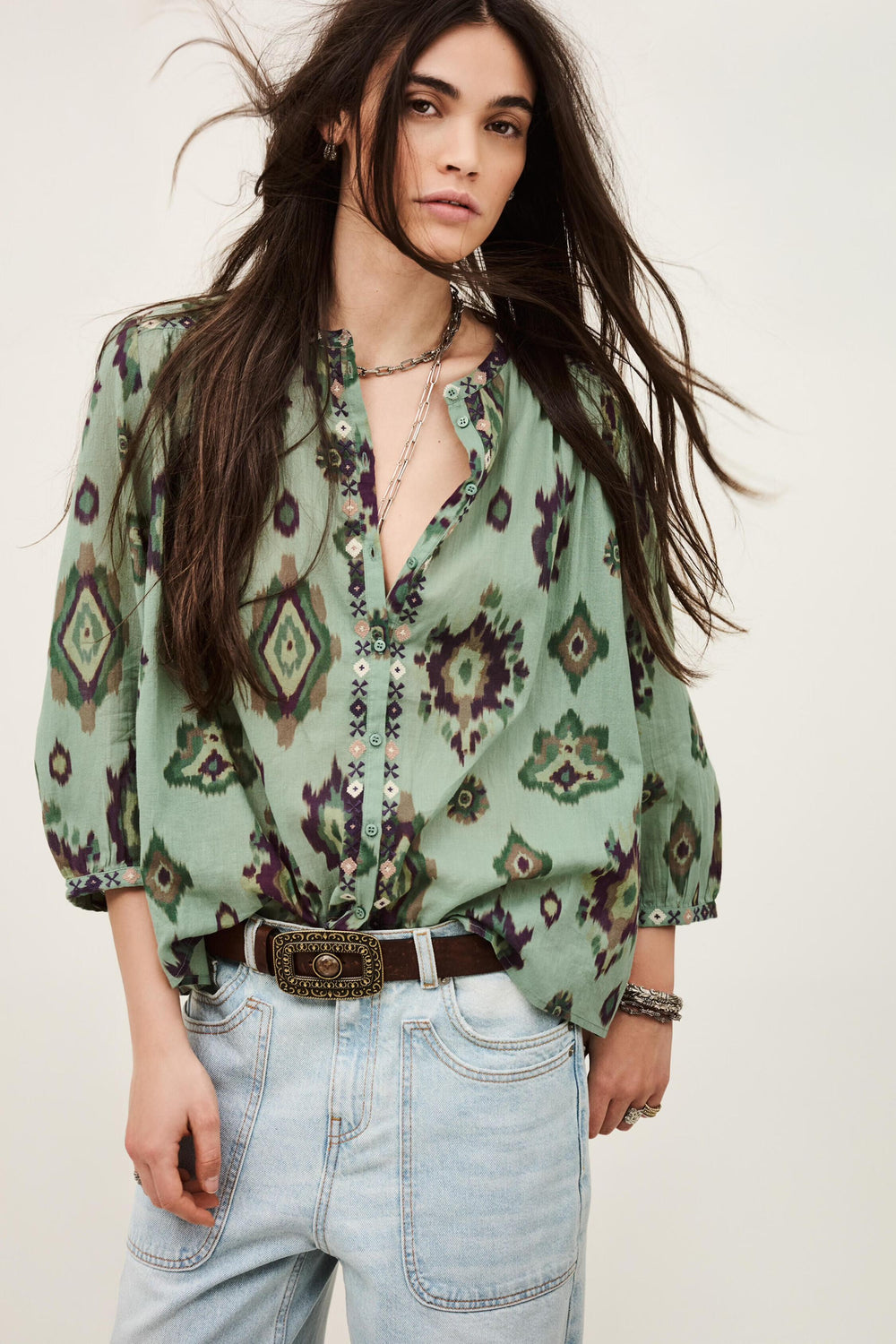 Patterned Shirt Odelie Green | ba&sh Clothing