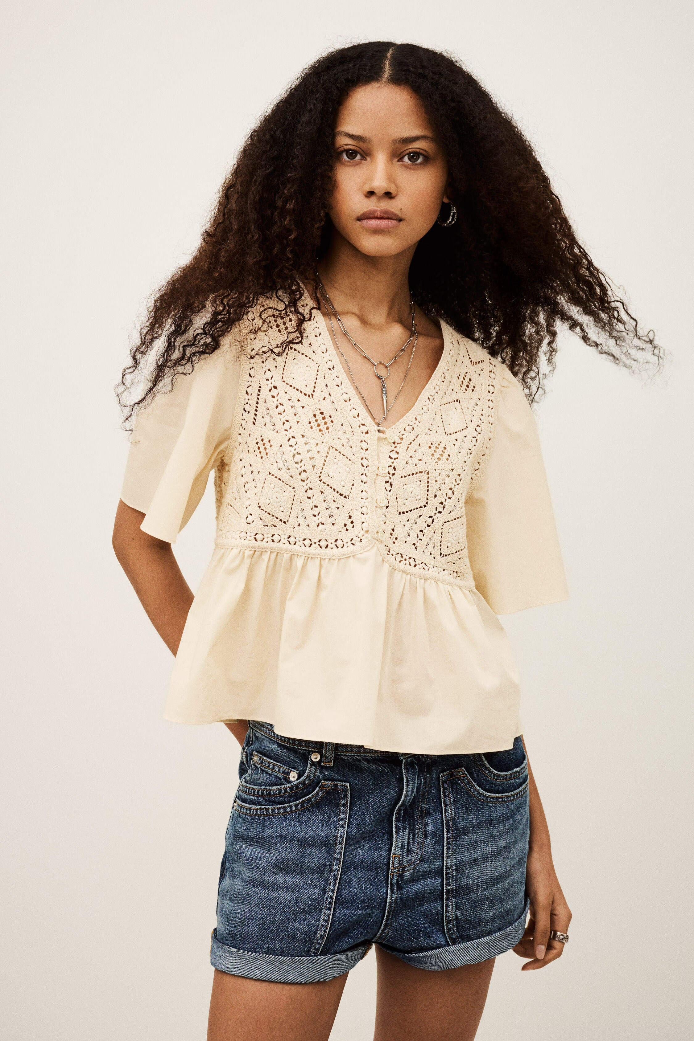 Short-Sleeved Blouse Salvi Off-White | ba&sh Clothing