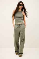 Cotton Wide-Leg Pants Koko Green | ba&sh Clothing