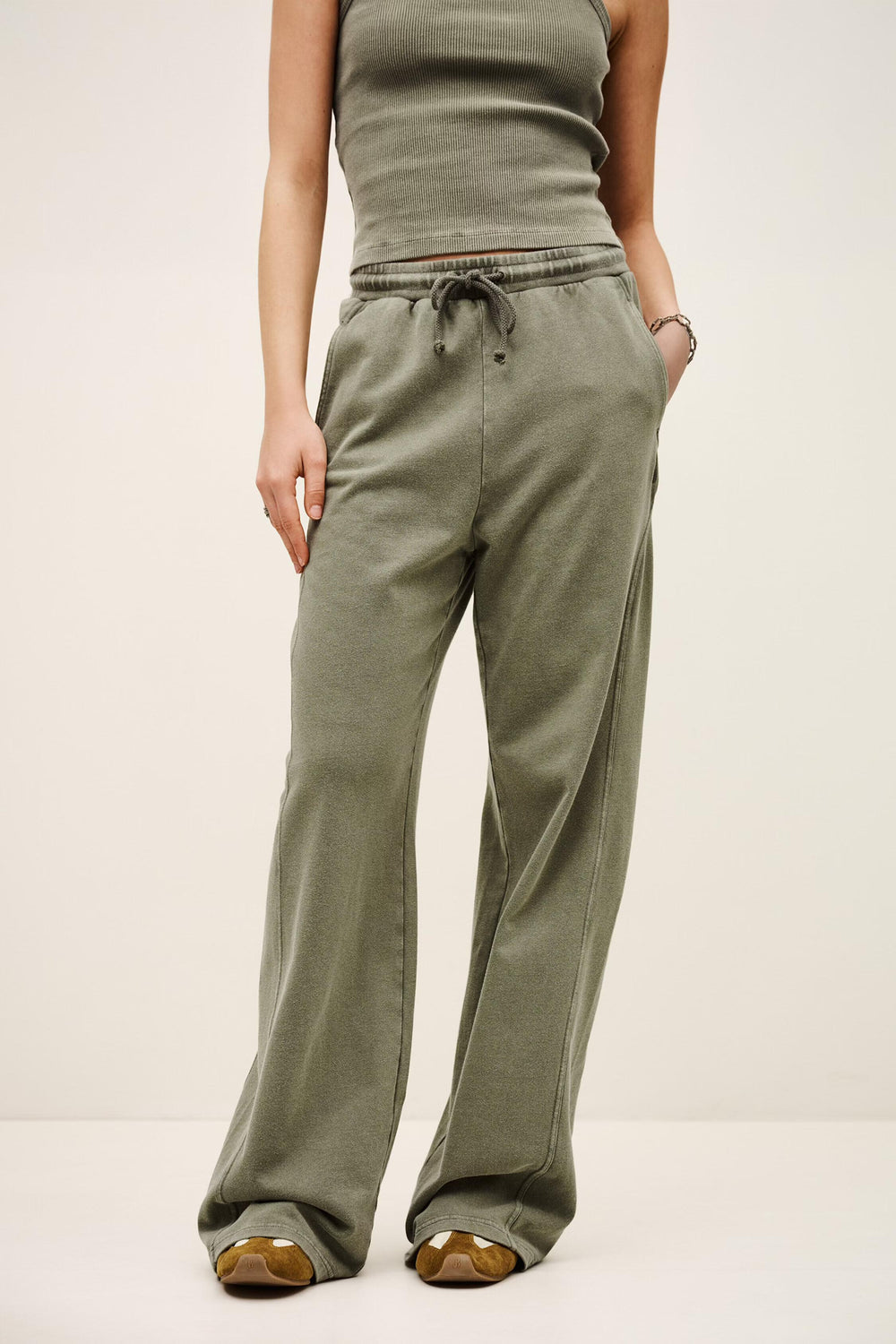 Cotton Wide-Leg Pants Koko Green | ba&sh Clothing