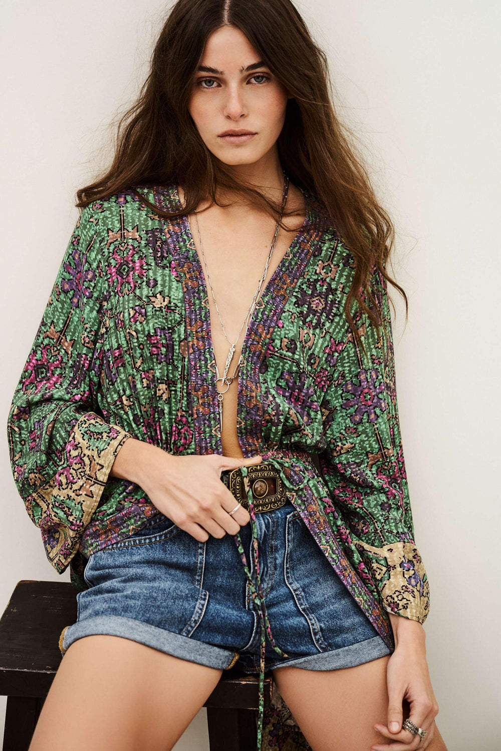 Long Kimono Padrig Green | ba&sh Clothing