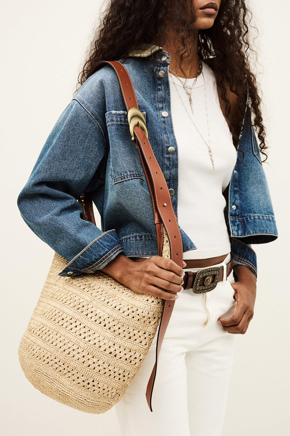 Woven Bucket Bag Youyou Brown | ba&sh Shoes & Accessories
