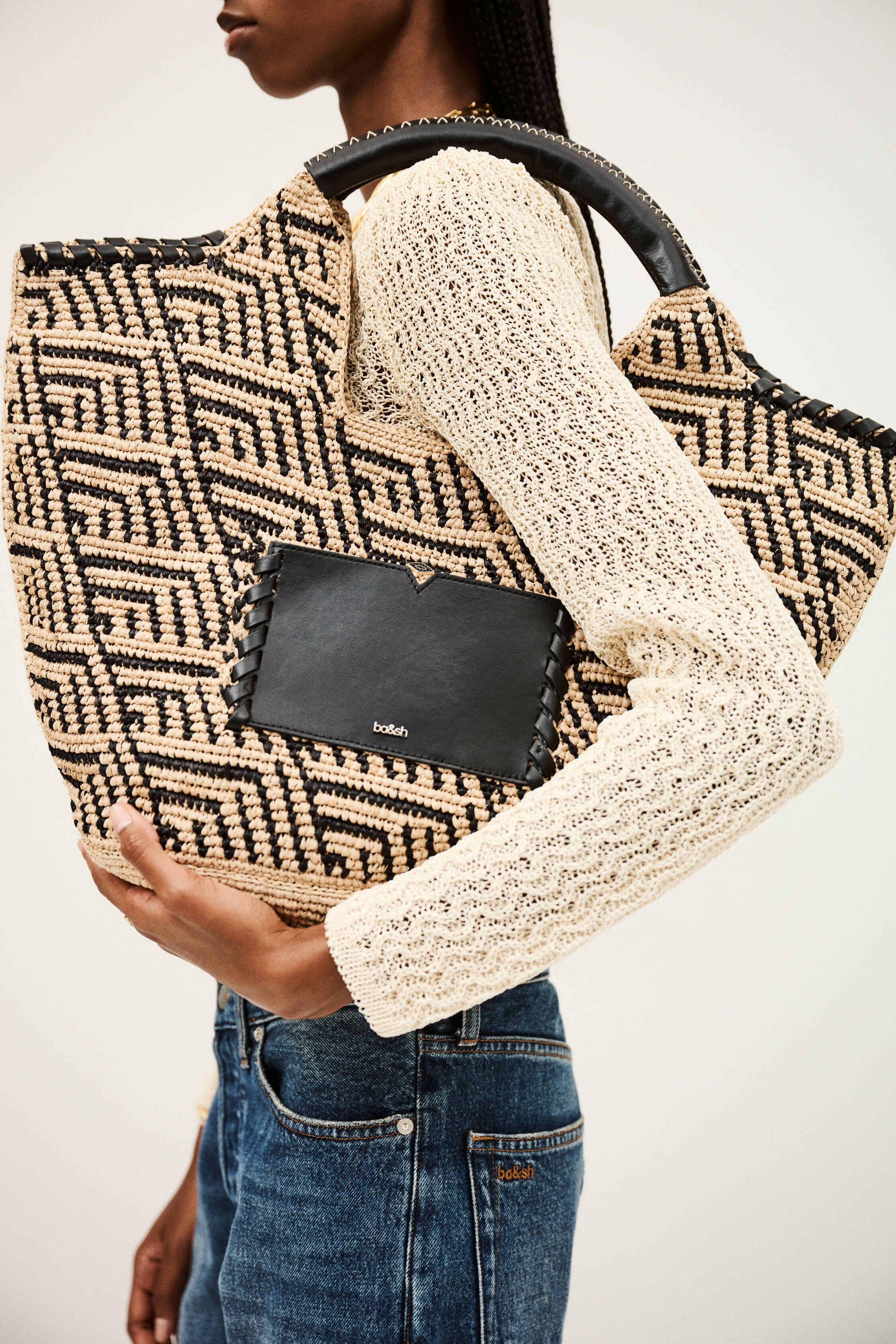 Large Raffia Basket Ophelia Black | ba&sh Shoes & Accessories