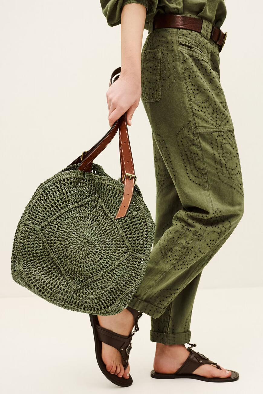 Raffia Straw Bag Palma Green | ba&sh Shoes & Accessories
